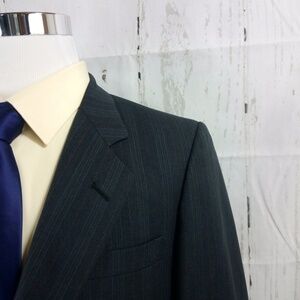 Pierre Cardin Sanger Harris 41R Charcoal Striped Suit Blazer Sport Coat
